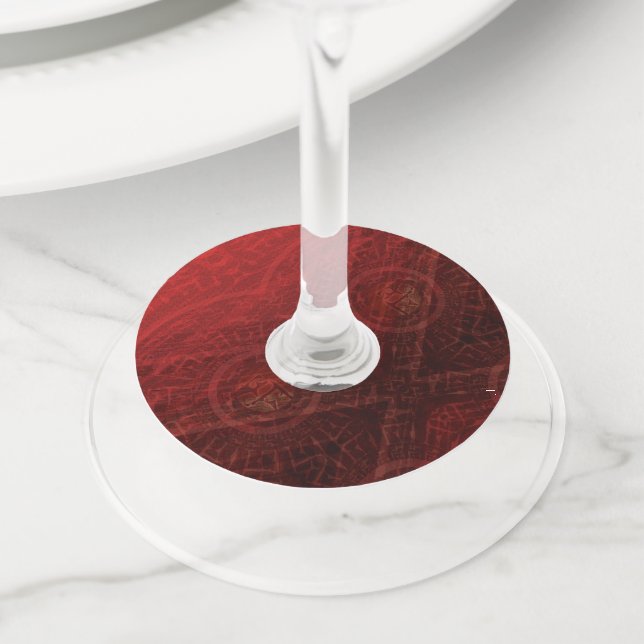 Acceptance | Red Meditation Medallions Wine Glass Tag (Close Up)