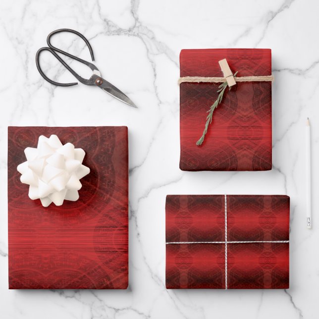 Acceptance | Red Meditation Medallions Wrapping Paper Sheets (Front)