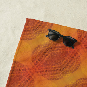 Acceptance   Red Orange Yellow Boho Medallions Beach Towel