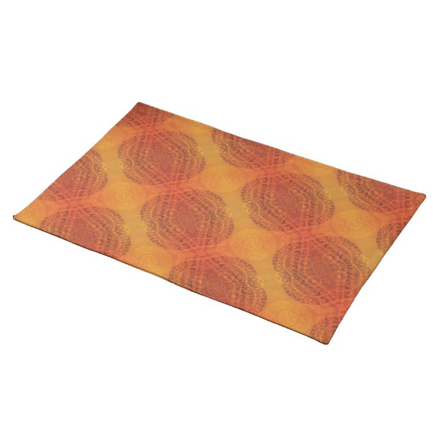 Acceptance | Red Orange Yellow Boho Medallions Cloth Placemat (On Table)