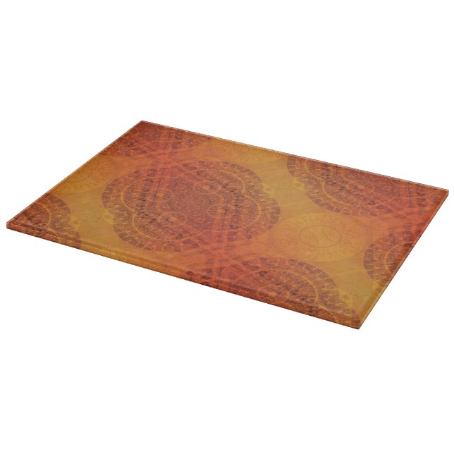 Acceptance | Red Orange Yellow Boho Medallions Cutting Board (Corner)
