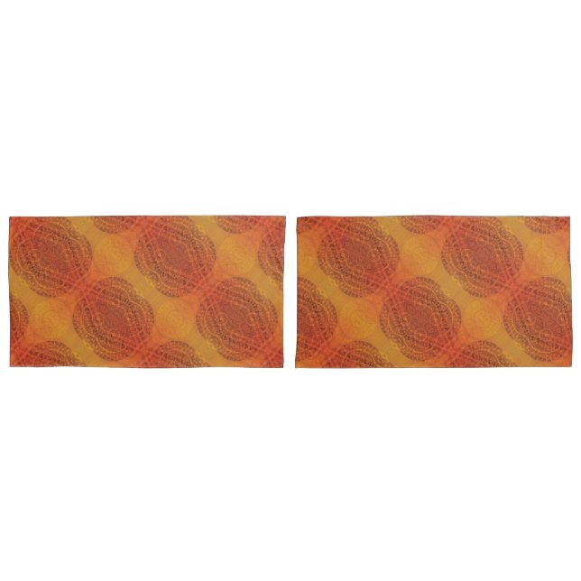 Acceptance | Red Orange Yellow Boho Medallions Pillow Case (Front-Set)