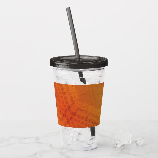Acceptance | Red Orange Yellow Shibori Pattern Acrylic Tumbler (Front Ice)