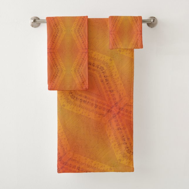 Acceptance | Red Orange Yellow Shibori Pattern Bath Towel Set (Insitu)