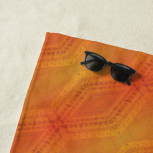Acceptance Red Orange Yellow Shibori Pattern Beach Towel