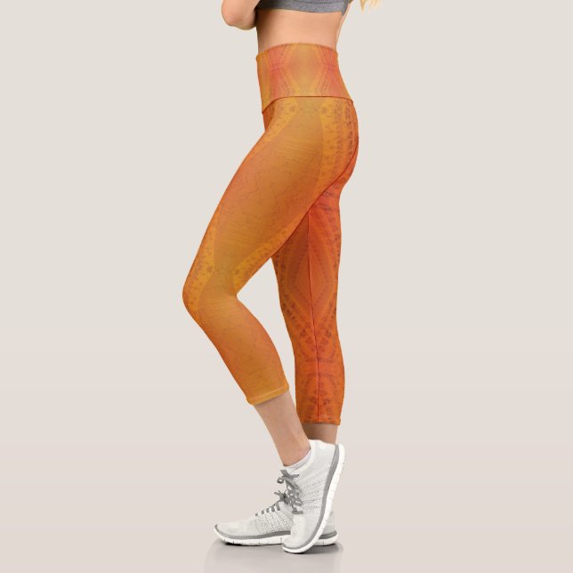 Acceptance | Red Orange Yellow Shibori Pattern Capri Leggings (Left)