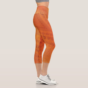 Acceptance   Red Orange Yellow Shibori Pattern Capri Leggings