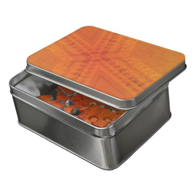 Acceptance | Red Orange Yellow Shibori Pattern Jigsaw Puzzle (Lid Open)