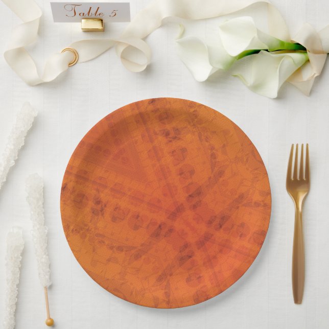 Acceptance | Red Orange Yellow Shibori Pattern Paper Plates (Wedding)