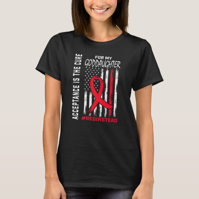 Acceptance Redinstead Red Instead Autism Goddaught T-Shirt (Front)