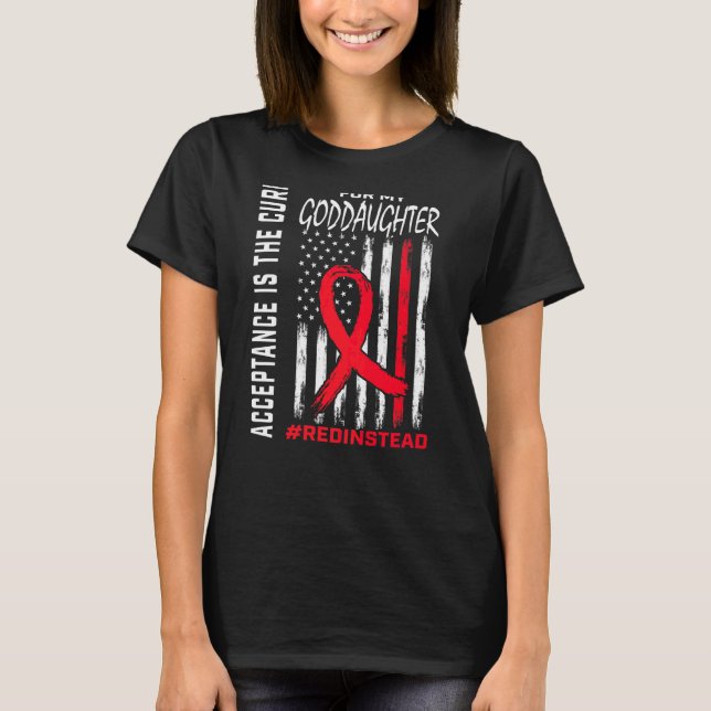 Acceptance Redinstead Red Instead Autism Goddaught T-Shirt (Front)
