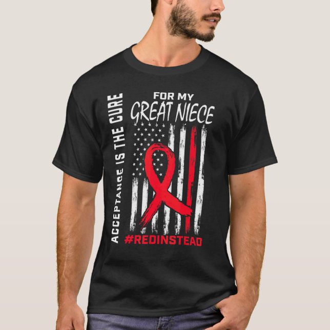Acceptance Redinstead Red Instead Autism Great Nie T-Shirt (Front)