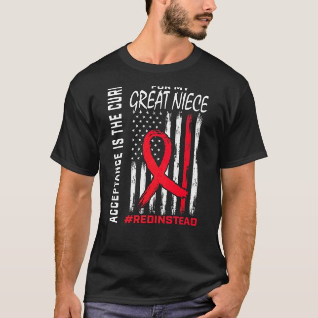 Acceptance Redinstead Red Instead Autism Great Nie T-Shirt (Front)