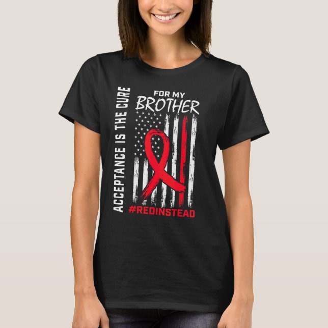 Acceptance Redinstead Wear Red Instead Autism Brot T-Shirt (Front)