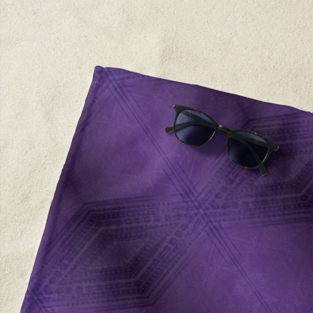 Acceptance | Violet Eclectic Boho Pattern Beach Towel (In Situ)