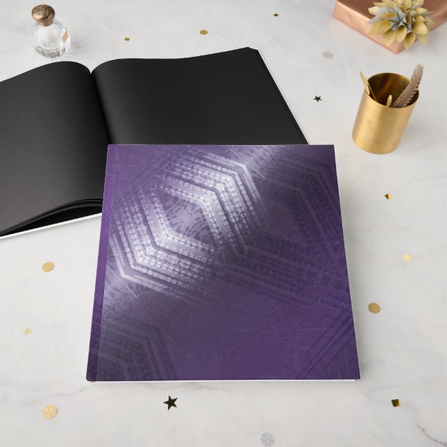 Acceptance | Violet Eclectic Boho Pattern Foil Guest Book (Front Open)