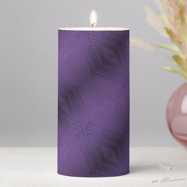 Acceptance | Violet Eclectic Boho Pattern Pillar Candle (In Situ)