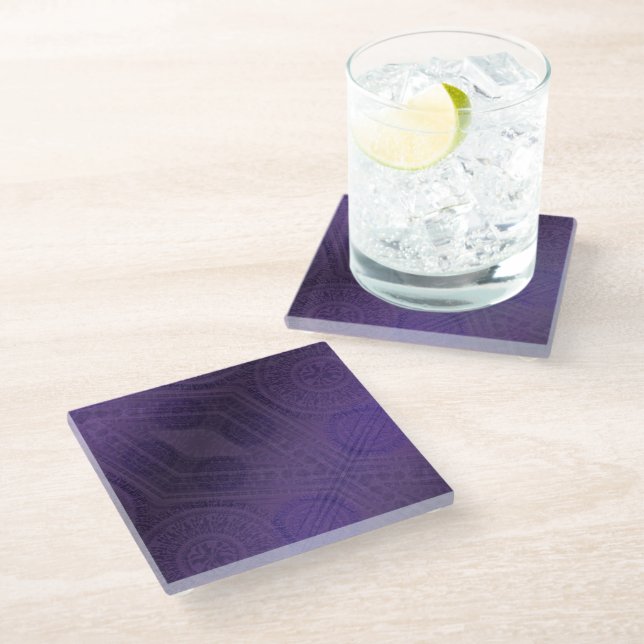 Acceptance | Violet Meditation Medallions Glass Coaster (Angled)
