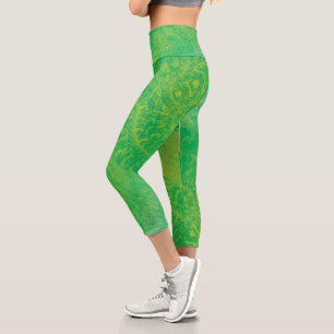 Acceptance   Yellow Green Blue Boho Medallions Capri Leggings