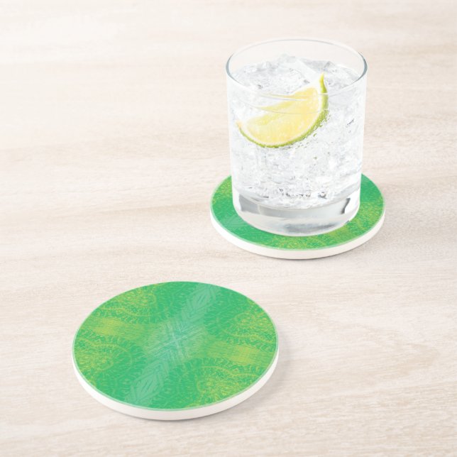 Acceptance | Yellow Green Blue Boho Medallions Coaster (Side)