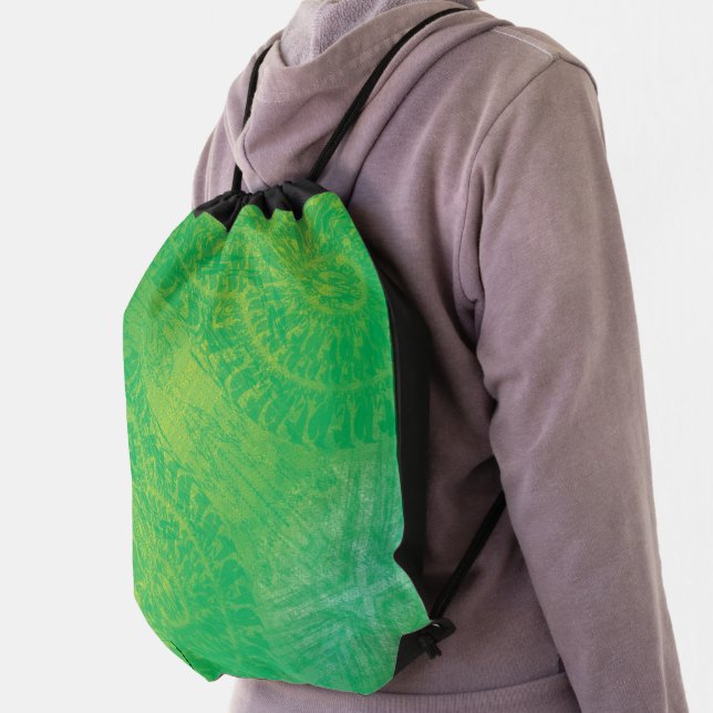 Acceptance | Yellow Green Blue Boho Medallions Drawstring Bag (Insitu)