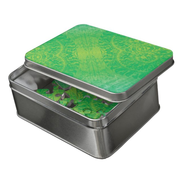 Acceptance | Yellow Green Blue Boho Medallions Jigsaw Puzzle (Lid Open)