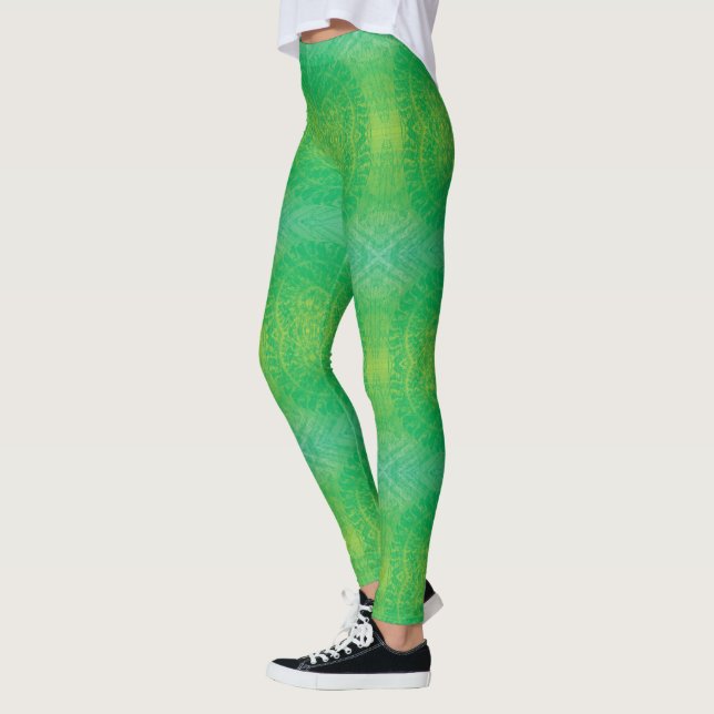 Acceptance | Yellow Green Blue Boho Medallions Leggings (Left)