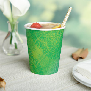 Acceptance   Yellow Green Blue Boho Medallions Paper Cups