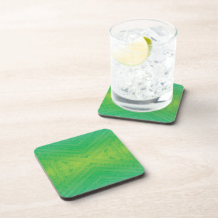 Acceptance Yellow Green Blue Shibori Pattern Beverage Coaster