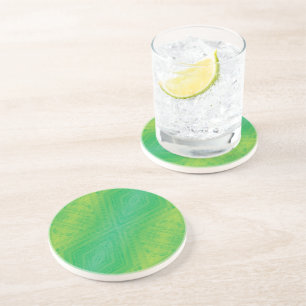 Acceptance   Yellow Green Blue Shibori Pattern Coaster