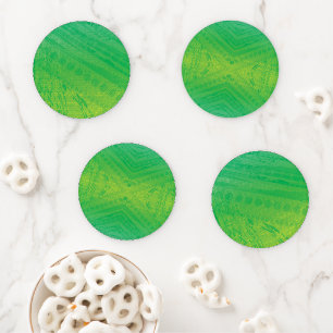 Acceptance   Yellow Green Blue Shibori Pattern Coaster Set