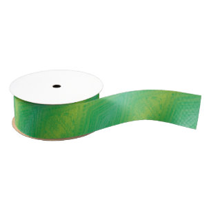 Acceptance Yellow Green Blue Shibori Pattern Grosgrain Ribbon