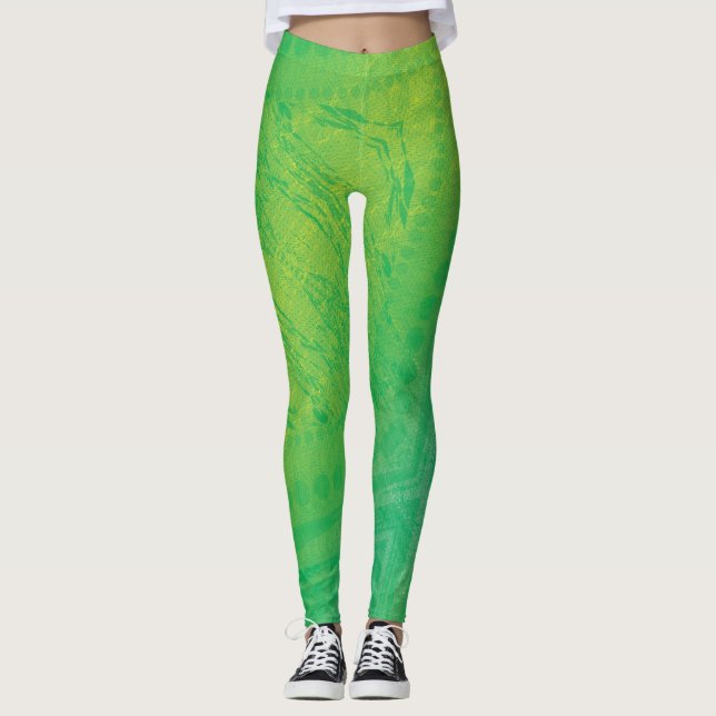 Acceptance | Yellow Green Blue Shibori Pattern Leggings (Front)