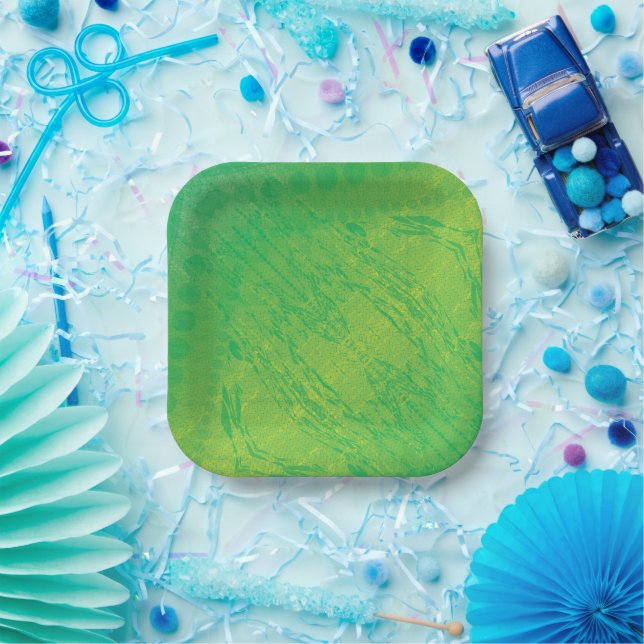 Acceptance | Yellow Green Blue Shibori Pattern Paper Plates (Party)