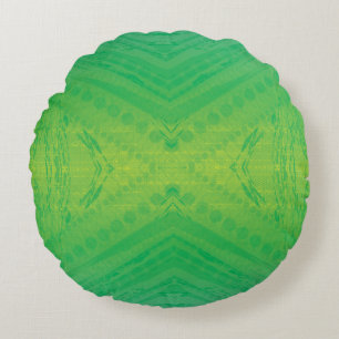 Acceptance   Yellow Green Blue Shibori Pattern Round Pillow