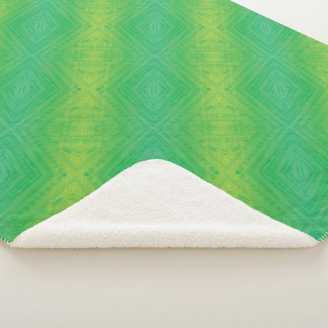 Acceptance | Yellow Green Blue Shibori Pattern Sherpa Blanket (3/4)