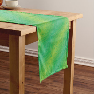 Acceptance Yellow Green Blue Shibori Pattern Short Table Runner