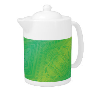 Acceptance Yellow Green Blue Shibori Pattern Teapot