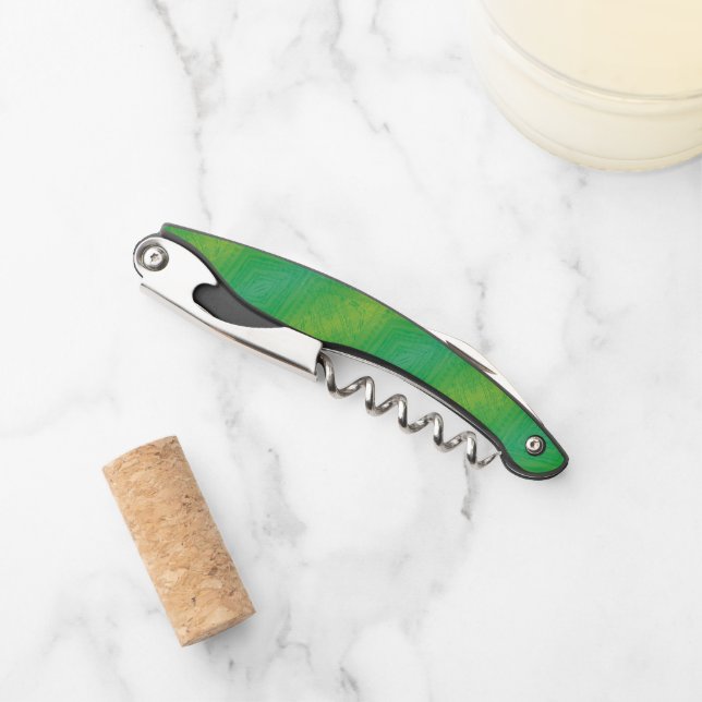 Acceptance | Yellow Green Blue Shibori Pattern Waiter's Corkscrew (Front)