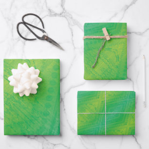 Acceptance Yellow Green Blue Shibori Pattern Wrapping Paper Sheets