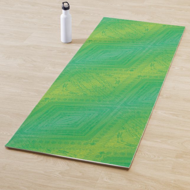 Acceptance | Yellow Green Blue Shibori Pattern Yoga Mat (In Situ)