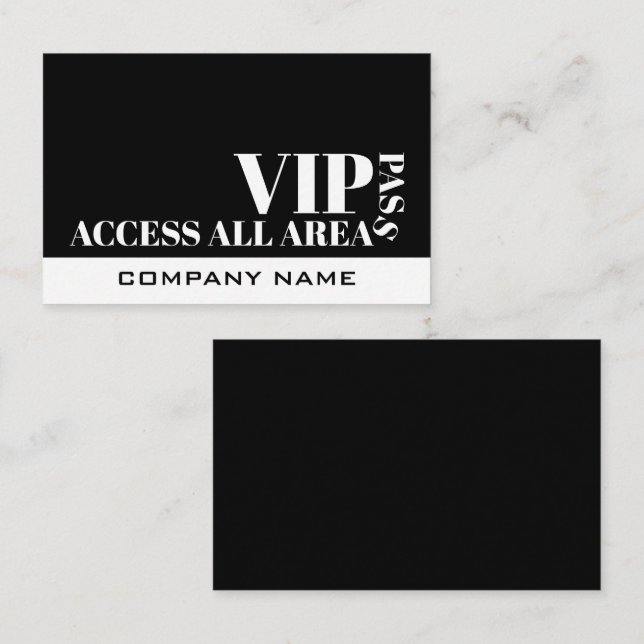 Access All Areas Design, VIP Cards (Front/Back)