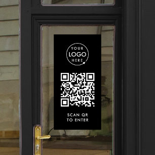 Access Control Door Lock QR Code Black Logo Window Cling