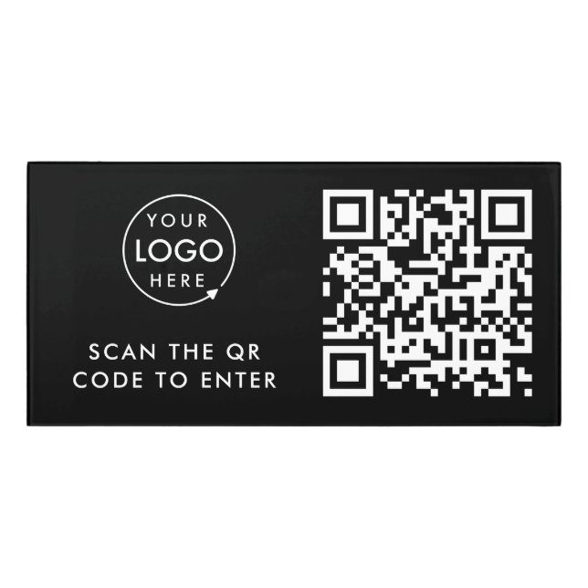 Access Control | QR Code Black Business Logo Door Sign (Classic Front)