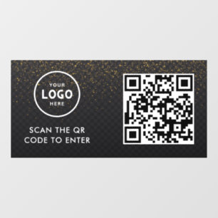 Access Control QR Code Business Logo Entry Blue Window Cling