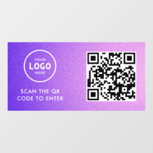 Access Control QR Code Business Logo Entry Blue Window Cling
