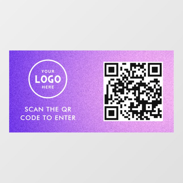 Access Control | QR Code Business Logo Entry Blue  Window Cling (Sheet)