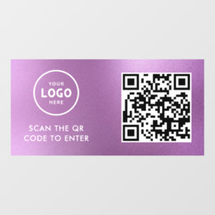 Access Control QR Code Business Logo Entry Blue Window Cling