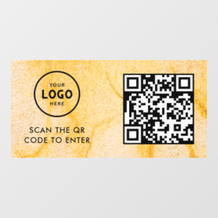 Access Control QR Code Business Logo Entry Blue Window Cling