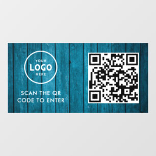 Access Control QR Code Business Logo Entry Blue Window Cling
